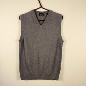 Haggar Mens V-Neck Sweater Vest Heather Grey Sleeveless Knit MA279R Size Small